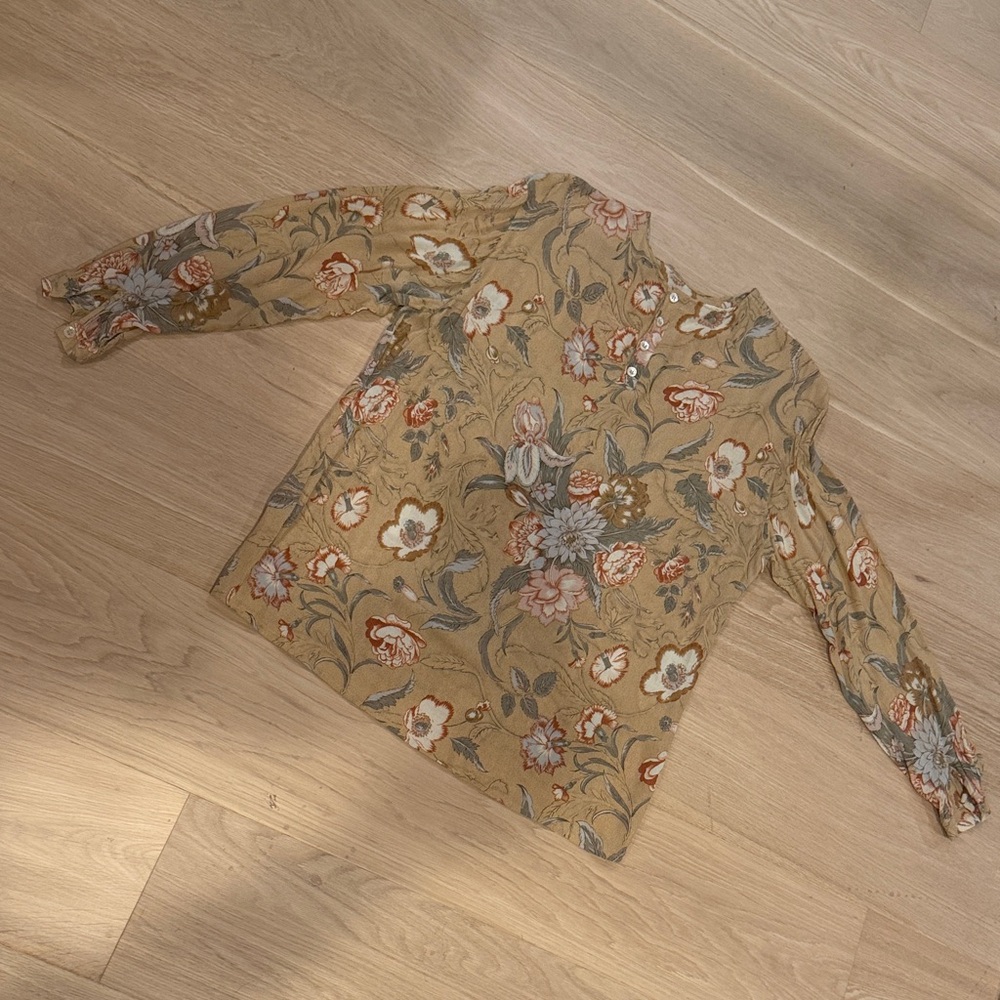 Vintage Floral Long-Sleeve Blouse